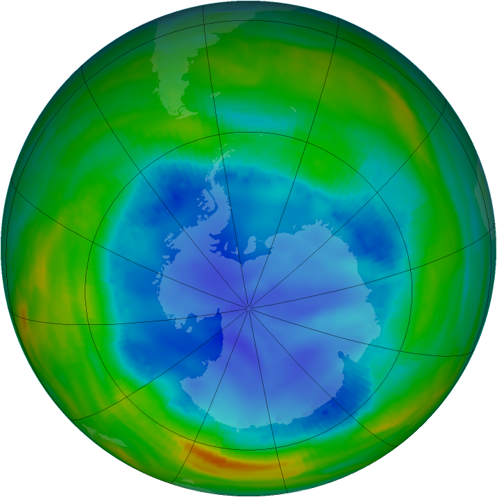 Antarctic ozone map for 09 August 1998